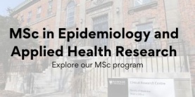 MSc in Epidemiology and Applied Health Research text over a photo of a building