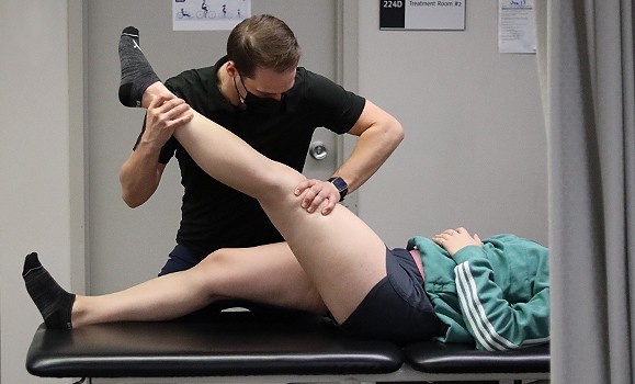 Patient receives physical therapy