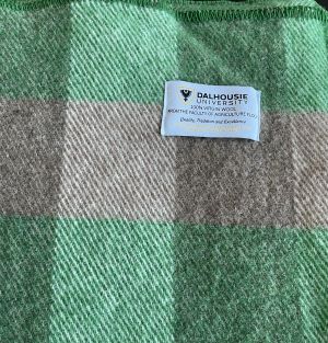 Kelly green and taupe checkerboard blanket