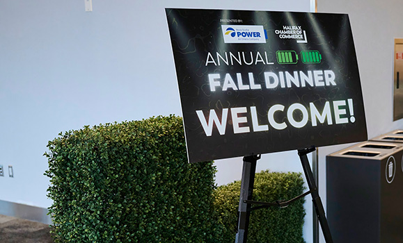 Welcome sign for the Chamber's annual fall dinner