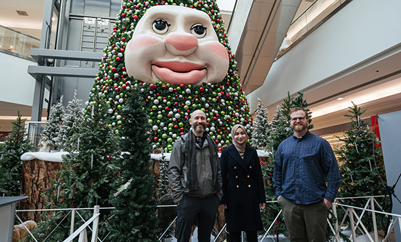 Dal Computer Science faculty members Joe Malloch (left) and Hanieh Shakeri, together with Woody