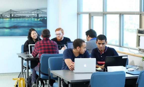 image of students enjoying a collaborative study space