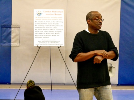 Mr. Jeffers presenting a the Jersey Public School Exhibits