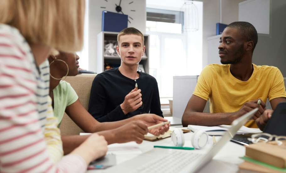 A group of students working together