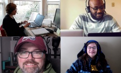 Headshots of four Instructional Technologies staff providing assistance in the virtual support room.