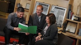 Three tv people developing a research proposal