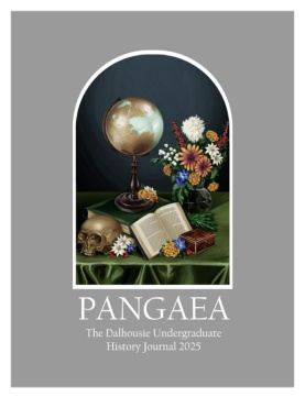 The cover of this year's Pangaea journal: a grey cover, with an image of a still life with books, a globe, a skull, and flowers. The cover of this year's Pangaea journal: a grey cover, with an image of a still life with books, a globe, a skull, and flowers.