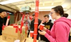 First year engineering students design Rube Goldberg machine to successfully mark ballot.