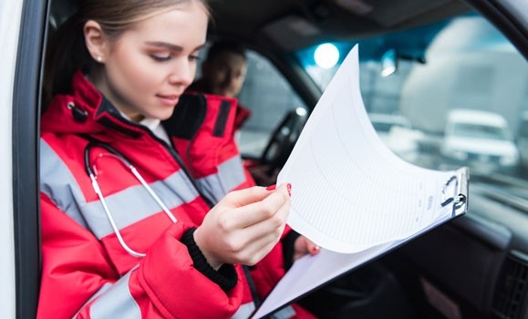 Emergency Worker in Vehicle