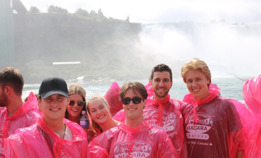 Program participants board the boat tour of Niagara Falls