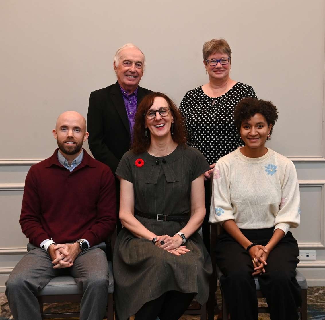group picture: Francis Bakewell, Andrea Frolic, and Toni Sappong in front; Bill Barton and Christy Simpson in back