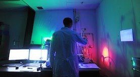Biophysics researcher in lab Biophysics researcher in lab