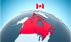 Canadian Flag on Map