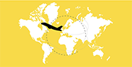 map of world with plane flying over it