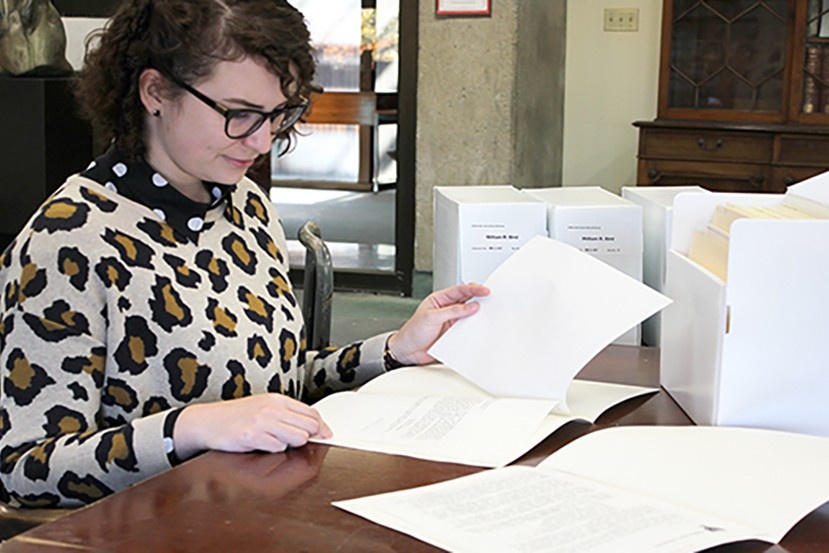 A researcher using resources in the Archives.