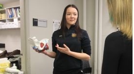 Patient receives physical therapy