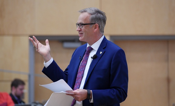 President Florizone speaks at Thursday's town hall. (Danny Abriel photos) President Florizone speaks at Thursday's town hall. (Danny Abriel photos)