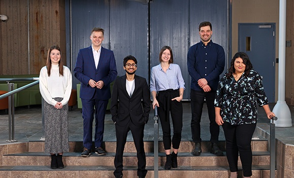 Dal's 2023 Top Co-op Students of the Year. Left to right: Katie Robinson, Aidan Bonner, Saher Anwar, Samantha Horner, Patrick Stewart-Jones, Juila Linhares Santos. (Nick Pearce photos) Dal's 2023 Top Co-op Students of the Year. Left to right: Katie Robinson, Aidan Bonner, Saher Anwar, Samantha Horner, Patrick Stewart-Jones, Juila Linhares Santos. (Nick Pearce photos)