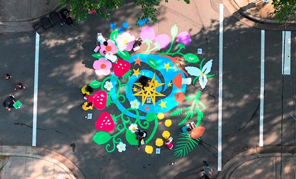 Art for community: Neighbours and university collaborate on street mural