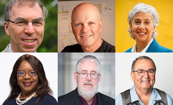 Dal's six honorary degree recipients for Spring Convocation 2024. Clockwise from upper left: Dr. Michael Gray, Brian MacKay-Lyons, Dr. Una-May O鈥橰eilly, John G. Paul, Dr. Austin Mardon, and Dr. Estella Atekwana. (Provided photos) Dal's six honorary degree recipients for Spring Convocation 2024. Clockwise from upper left: Dr. Michael Gray, Brian MacKay-Lyons, Dr. Una-May O鈥橰eilly, John G. Paul, Dr. Austin Mardon, and Dr. Estella Atekwana. (Provided photos)